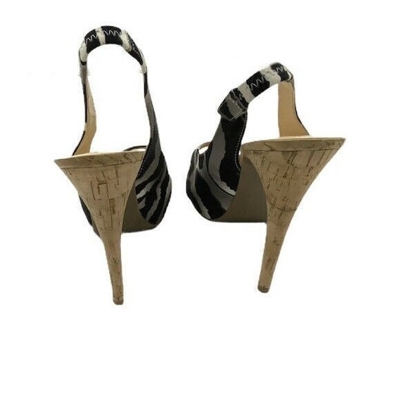 Guess Womens Peep toe Animal print black slingback stilettos heels 10M - Picture 5 of 7